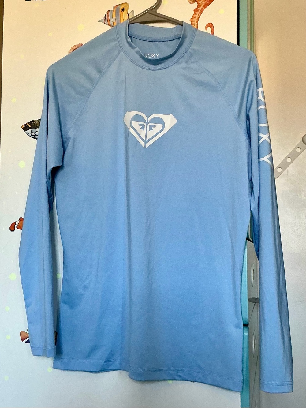 Roxy Men's Long Sleeve Performance Top - Sky Blue with White Logo